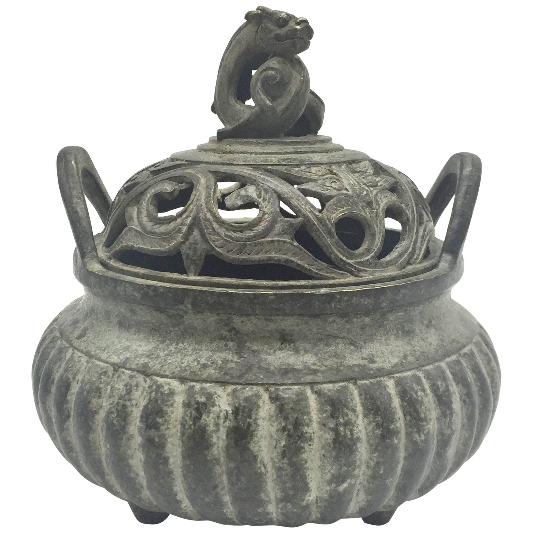 Ming Style Bronze Incense Burner with Dragon Finial