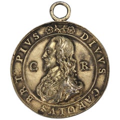 Antique 1648/49 Charles I Very Rare Silver Gilt Memorial Death Medal
