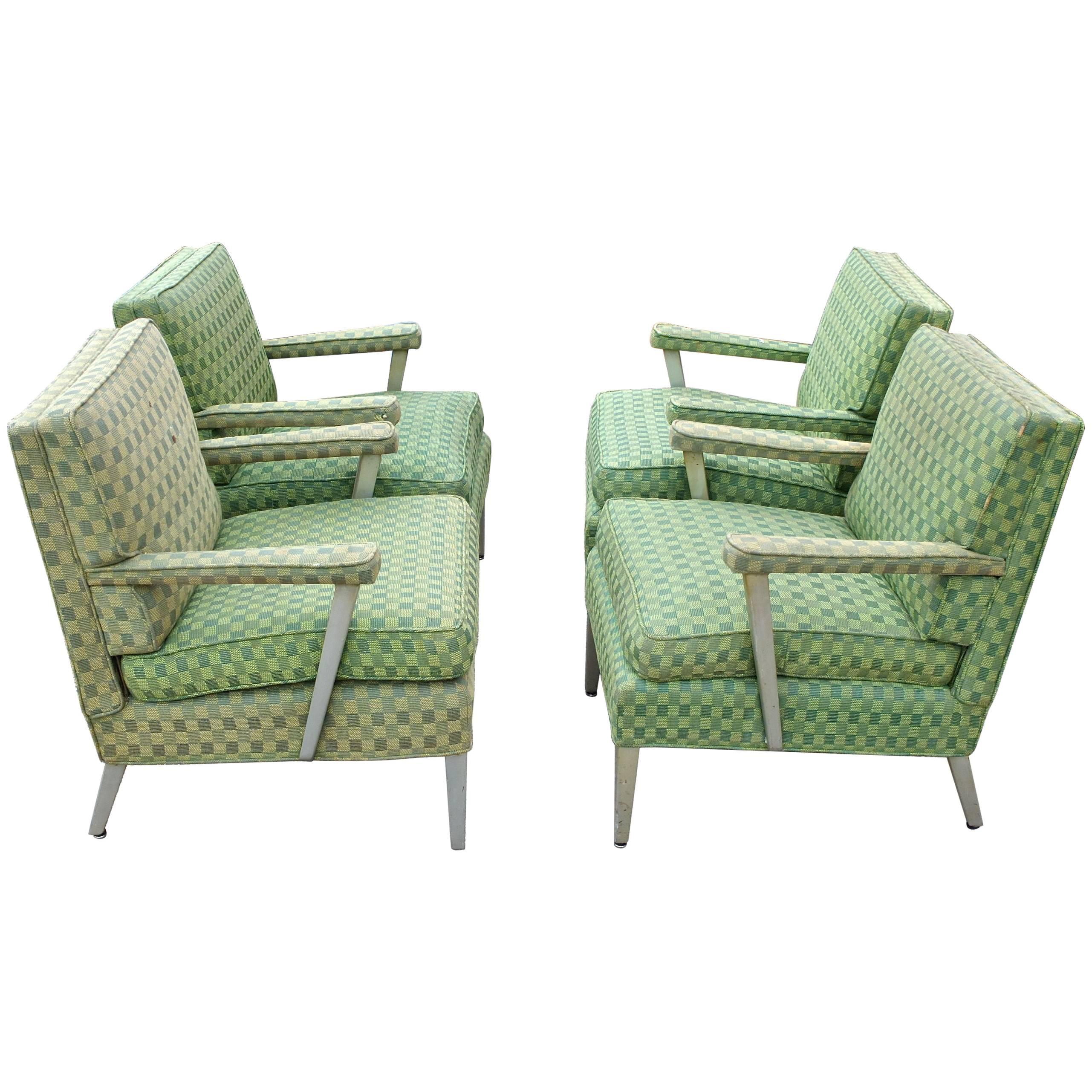 Set of Four SS United States First Class Cabin Upholstered Arm Chairs