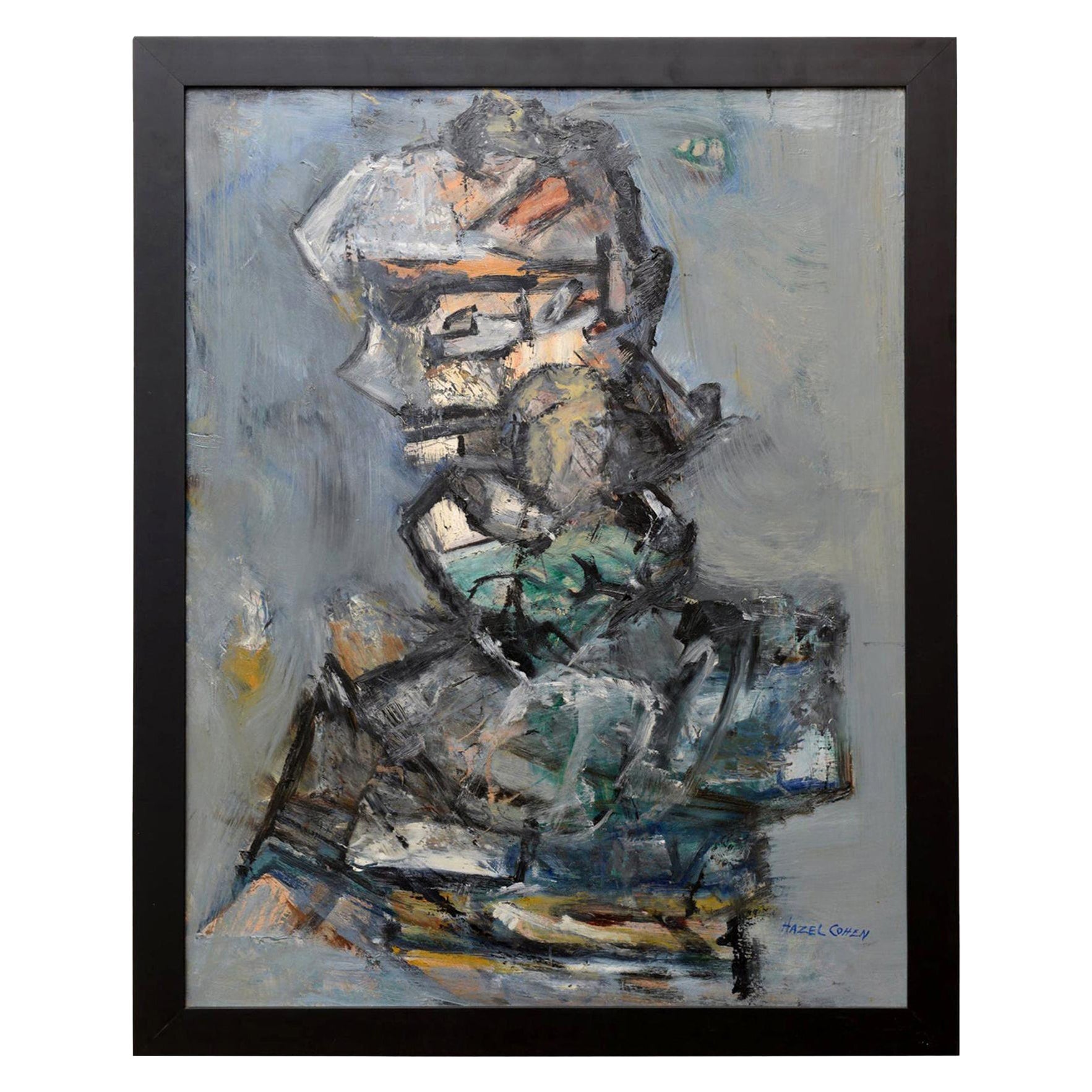 Pittura astratta firmata d'epoca in stile Jim Dine "Torso