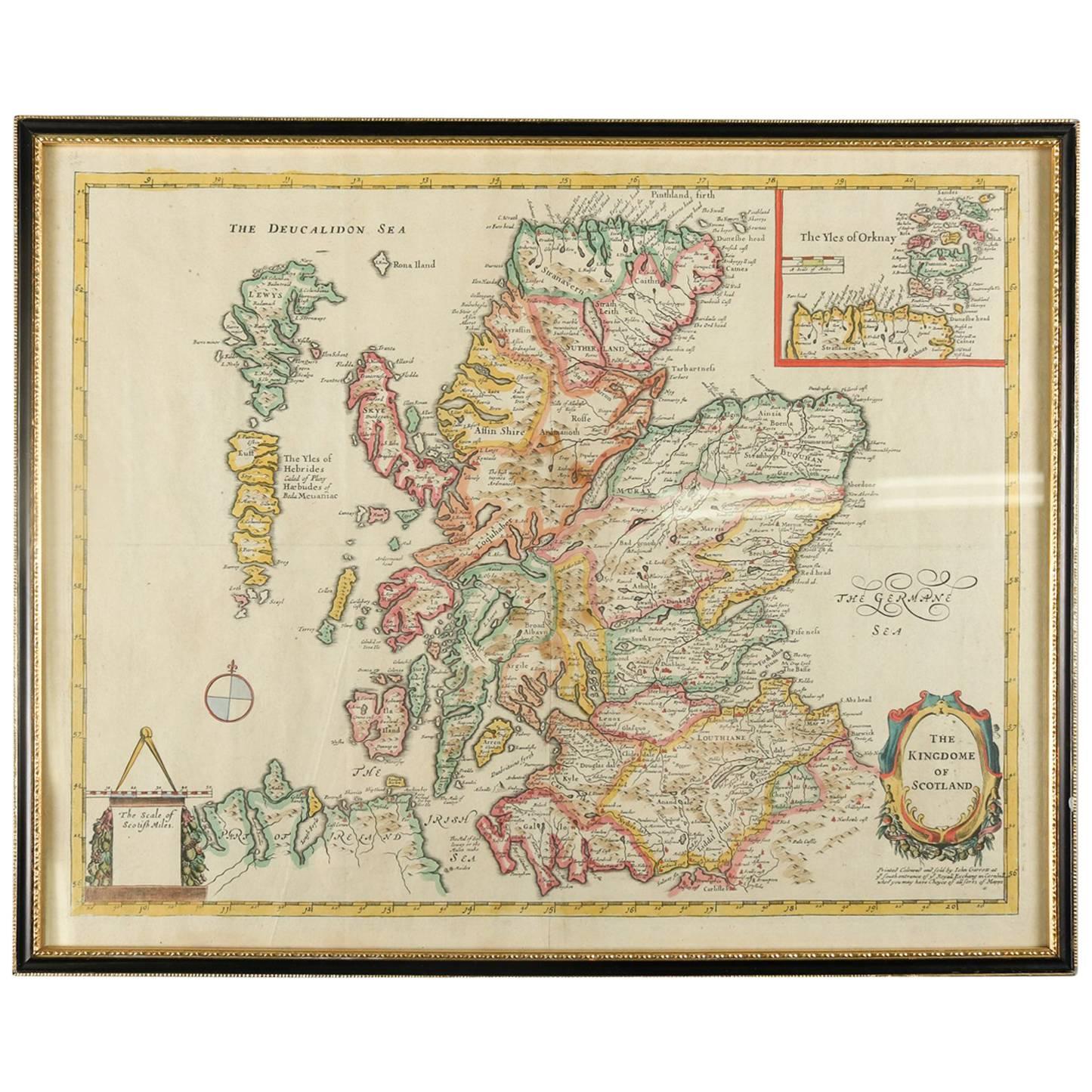 Map of "The Kingdom of Scotland" Printed & Colored by J. Garrett, 19th Century