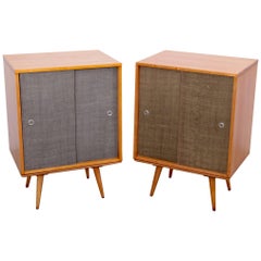 Pair of Paul McCobb Planner Group Sliding Door Cabinets for Winchendon