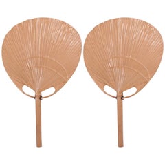 Pair of Ingo Maurer Uchiwa Wall Lamps in Mint Condition Bamboo 4