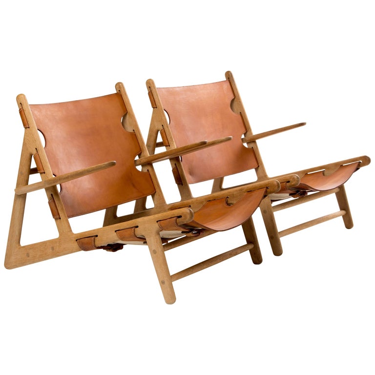 set HUNTING CHAIRS of Mogensen in saddle leather at 1stdibs