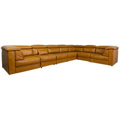 Mid-Century Modular Patchwork Sofa by Laauser in Cognac Leather, 1970s