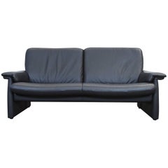 Laauser Designer Sofa Black Leather Three-Seat Couch Modern