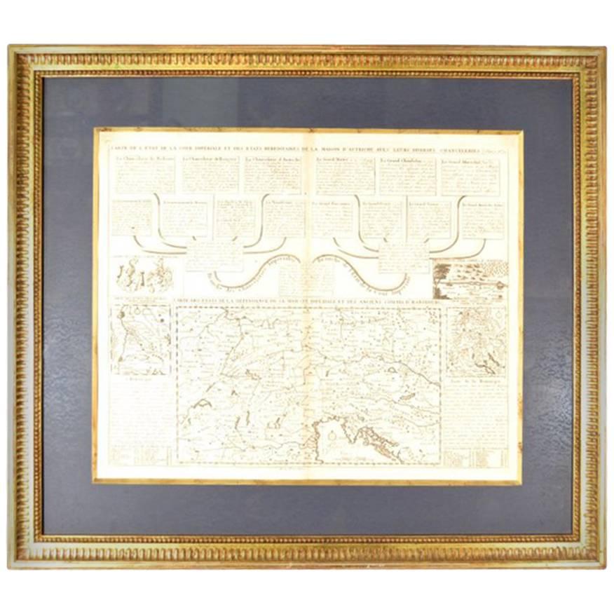 19th Century Map Imperial Court of Austria Habsburgs