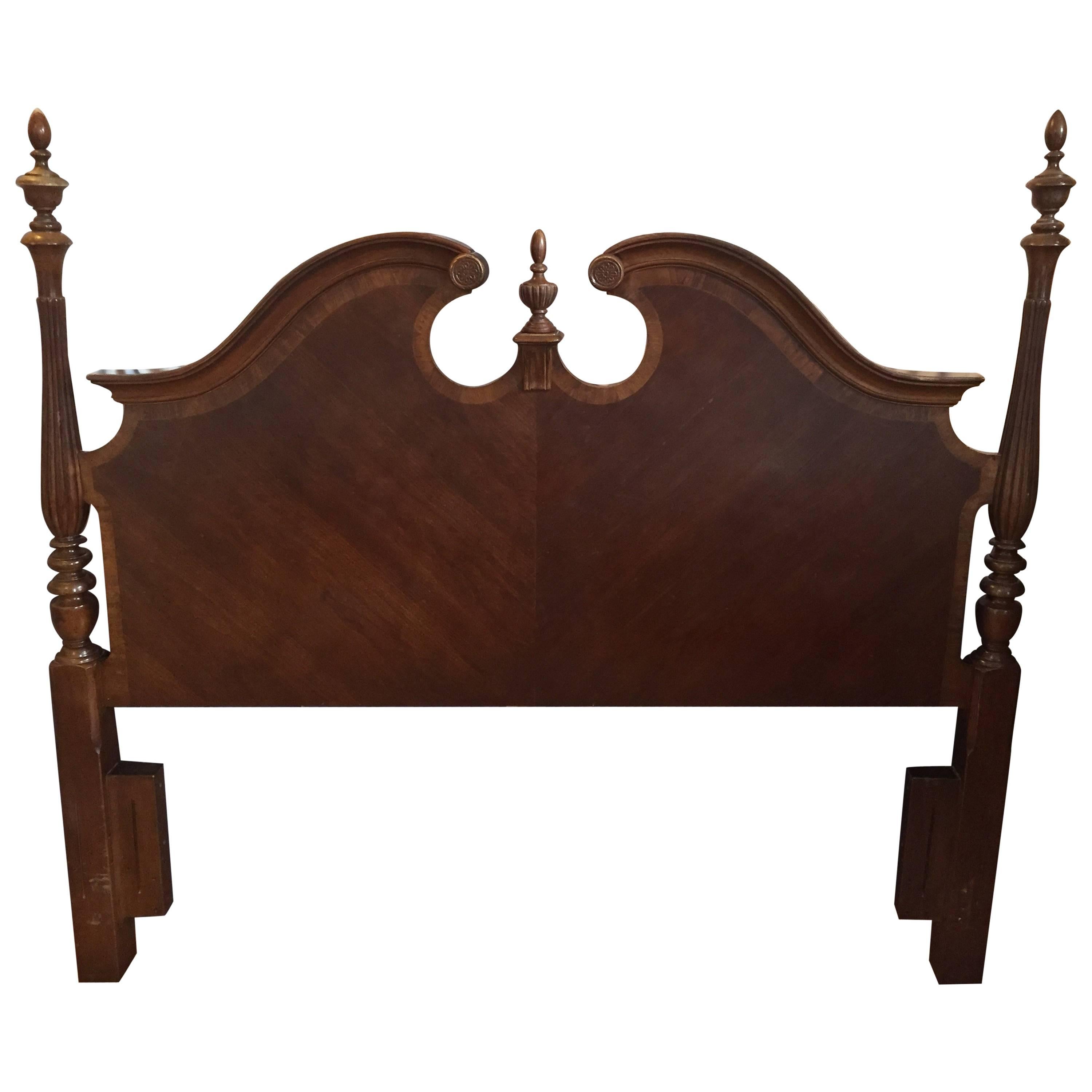 Queen Headboard with Three Finials For Sale