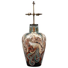 Ceramic Vase with Painted Cockerel Motif