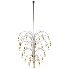 Retro Extra Large Chandelier in Chrome and Brass, Italy, 1970