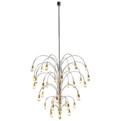 Extra Large Chandelier in Chrome and Brass, Italy, 1970