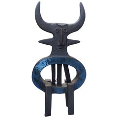 Dominique Pouchain Blue Taurus Ceramic Sculpture 7