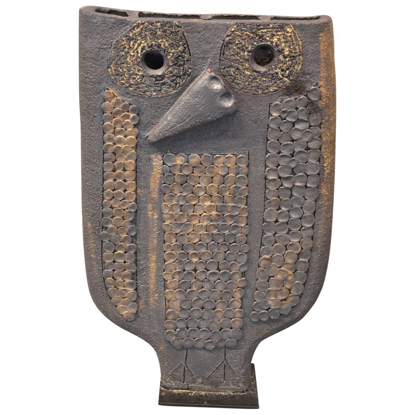 Beautiful and Unique Dominique Pouchain Owl Ceramic Sculpture For Sale