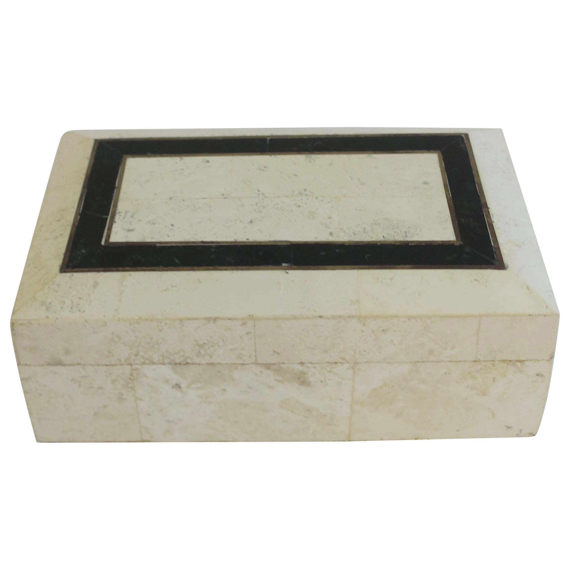 Black and White Travertine Marble Box