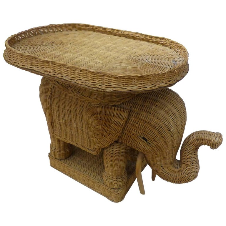 Fantastic Wicker Elephant Table For Sale at 1stDibs