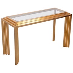 Brass Skyscraper Console or Side Table in the Manner of Willy Rizzo
