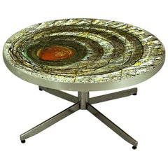 Brutalist Artistic Ceramic Tiles Coffee Table in the Style of Juliette Belarti 11