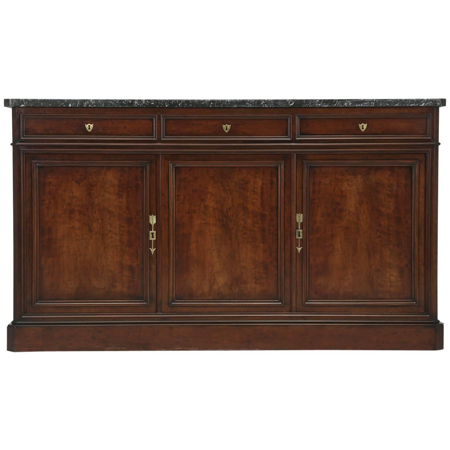 Antique French Buffet, or Sideboard with a Thick Marble Top, circa 1800s
