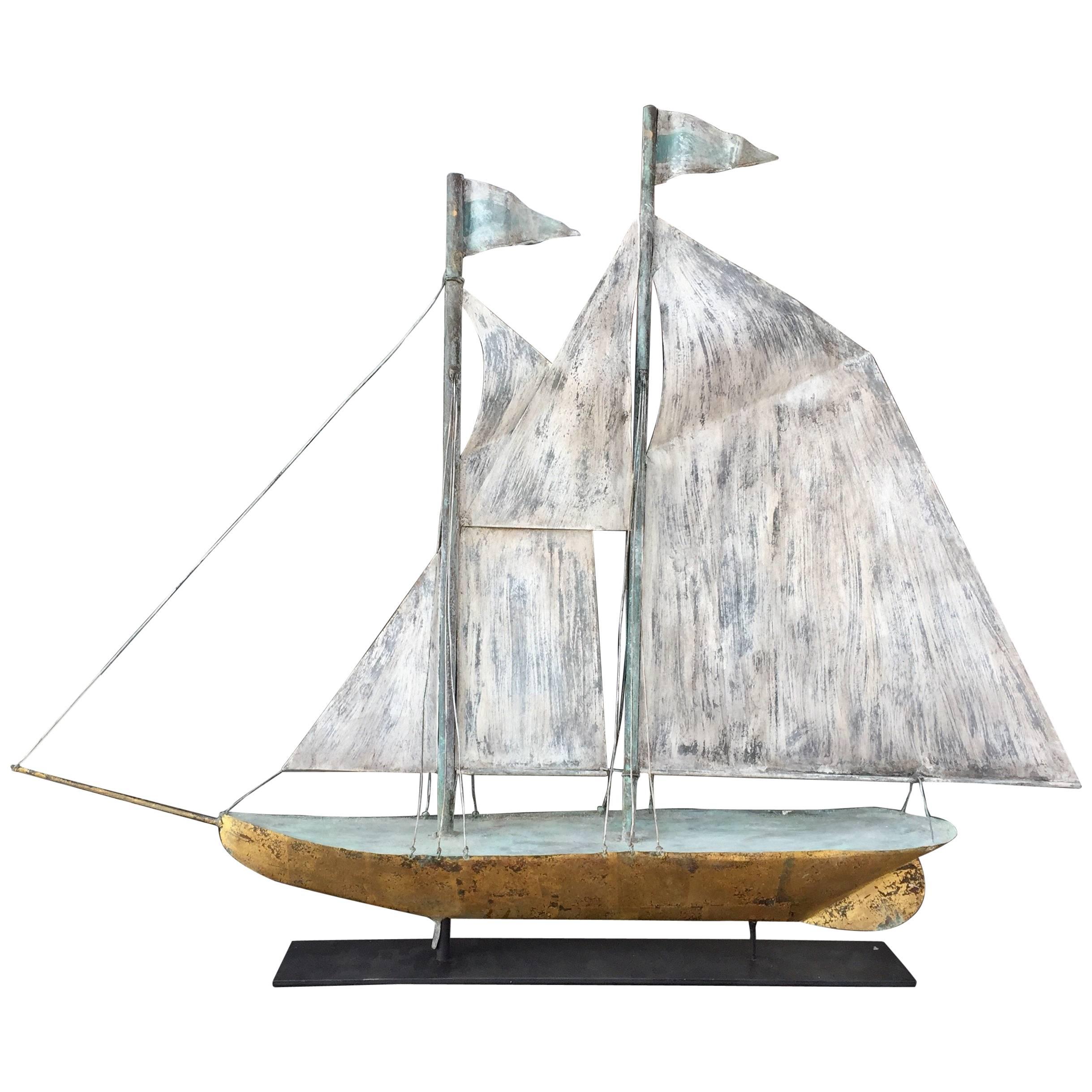 Large Ship Weathervane with Great Surface, circa 1920