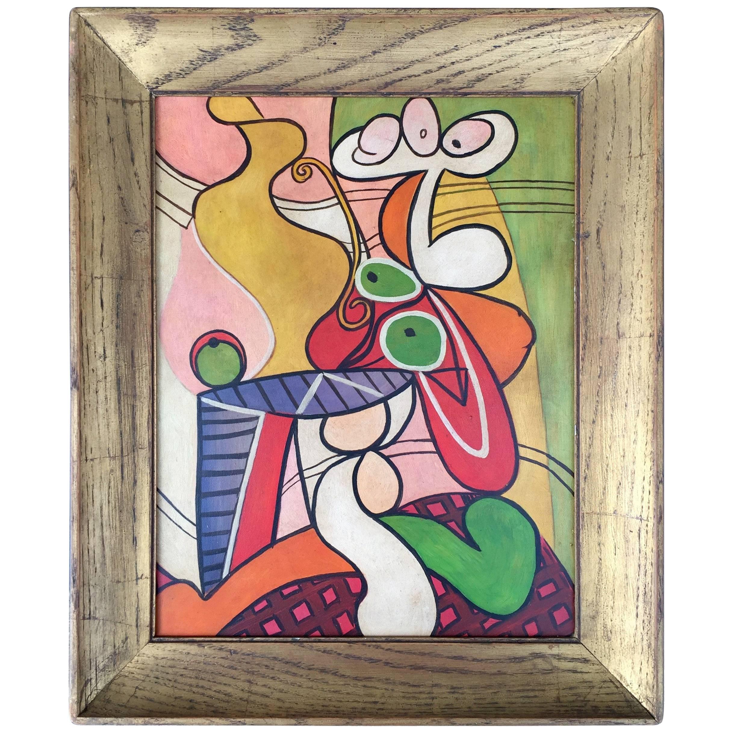 Abstract Cubist Still Life Painting, circa 1950s