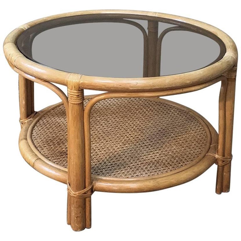 Mid Century Rattan Coffee Table With Gl Top For At 1stdibs Mid Century Rattan Coffee Table With Gl Top For