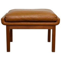 Finn Juhl for France & Son Footstool or Ottoman in Teak and Cognac Leather