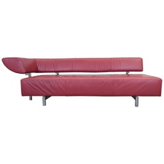 COR Arthe Designer Leather Sofa Red Three-Seat Couch Recamiere Function Modern