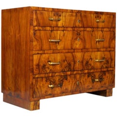 Art Deco Commode Chest of Drawers in Burl Walnut, Osvaldo Borsani Attributable
