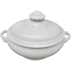 19th Century Belgian Oval White Ironstone Covered Serving Tureen