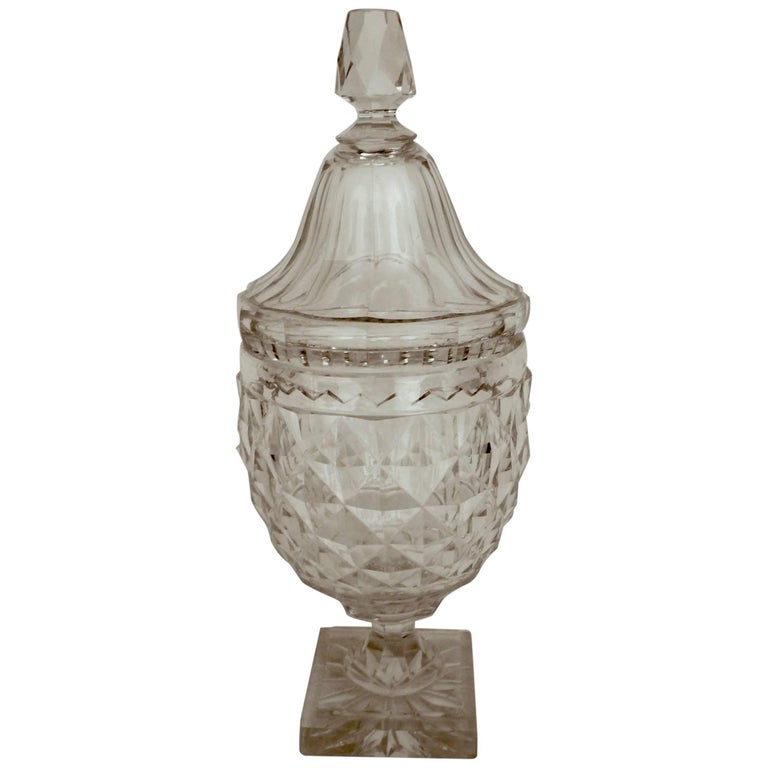 AngloIrish Cut Crystal Lidded Urn For Sale at 1stDibs