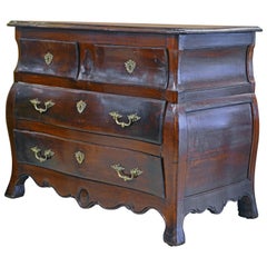 Charming 18th Century French Provincial Carved Walnut Bombe Commode Tombeau