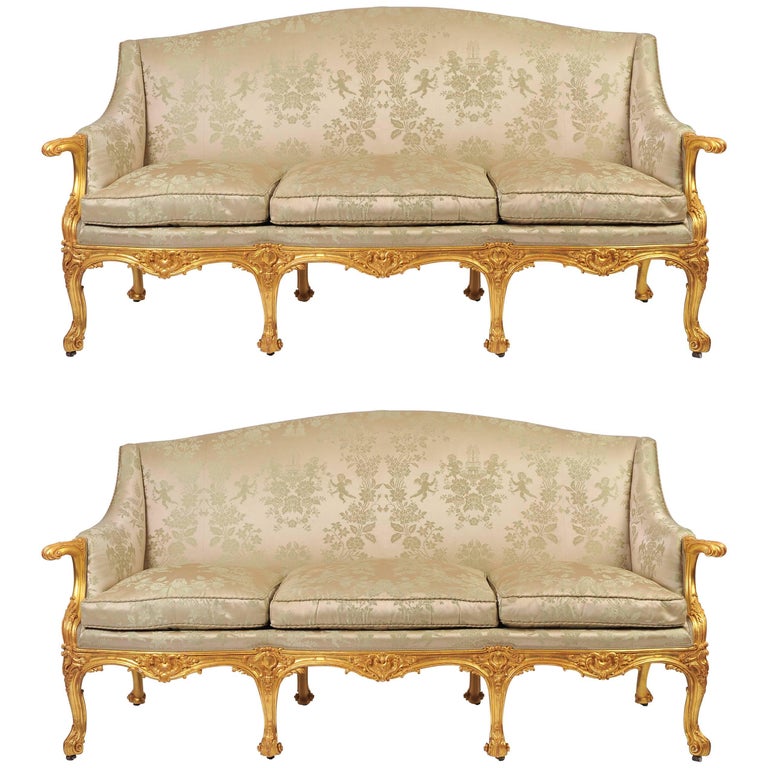 Pair Of 19th Century Gilded English Sofas At 1stdibs Pair Of 19th Century Gilded English Sofas For