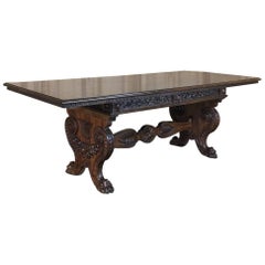 Antique Italian Baroque Walnut Table Desk