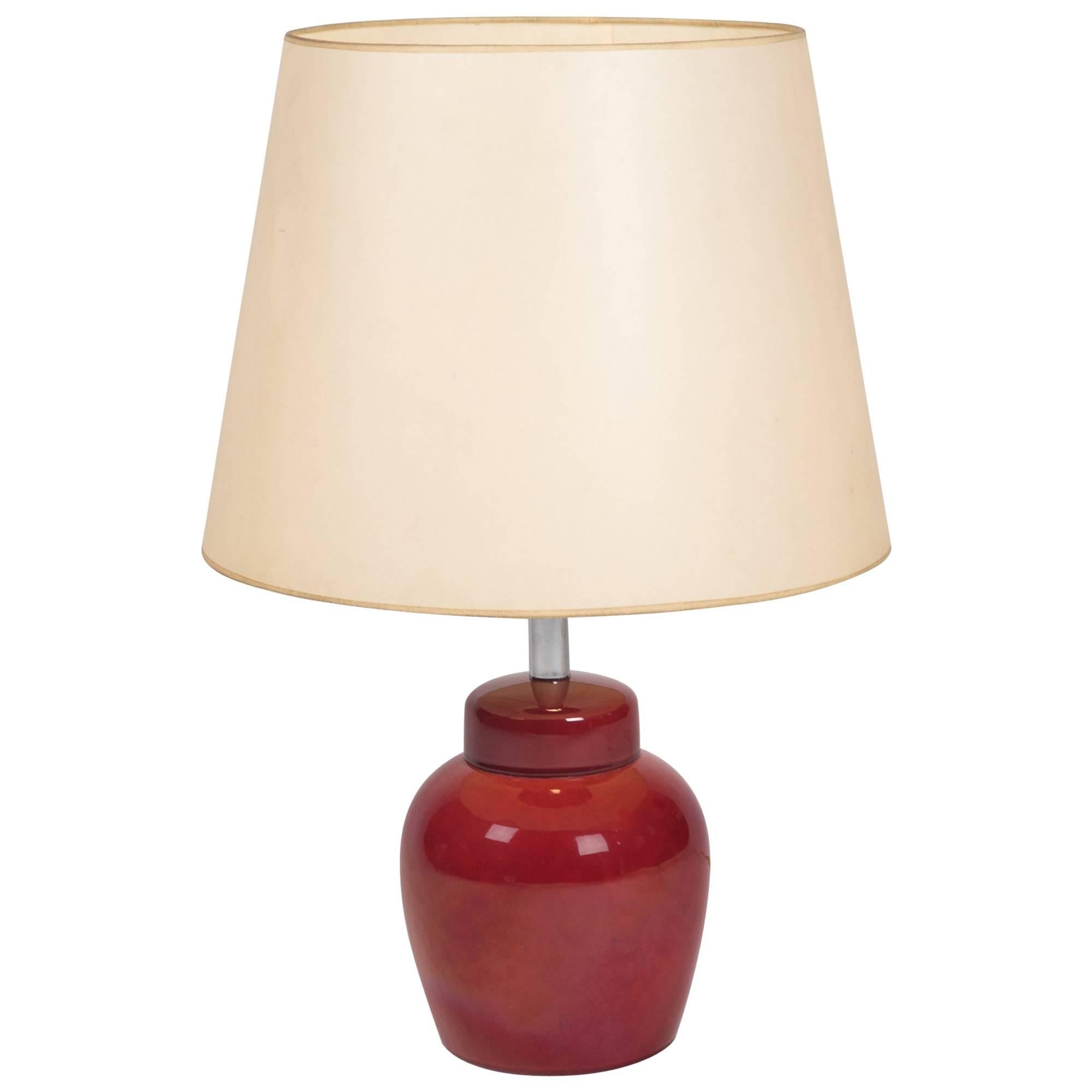 Red Glazed Ceramic Table Lamp by Paul Millet for Sevres For Sale
