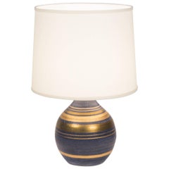 Gold Striped Ceramic Table Lamp, French, 1960s