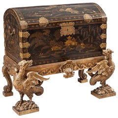 18th Century Chinese Lacquer Chest on an English Giltwood Stand