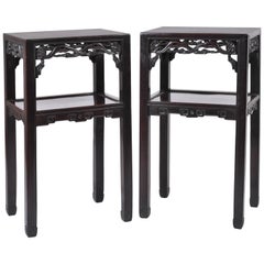 Pair of Rectangular Chinese Hardwood Stands