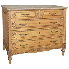 Antique Italian Neoclassical Fruitwood Marble-Top Commode 11