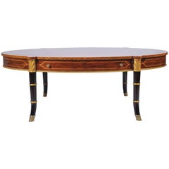 Oval Rosewood Coffee Table with Satinwood Crossbanding