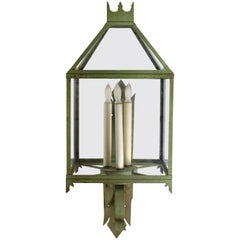 Vintage Large Green Painted Exterior Sconce, circa 1960