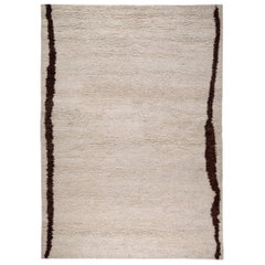 Contemporary Cream Wool Shag Area Rug 9
