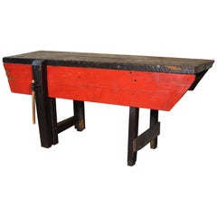 Workbench Carpenter's Table, Distressed Wood Retro Bench Retail Display