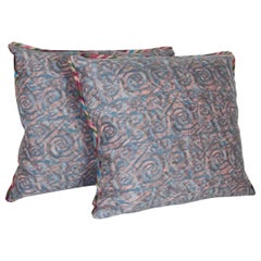Pair of Fortuny Fabric Cushions in the Maori Pattern 2