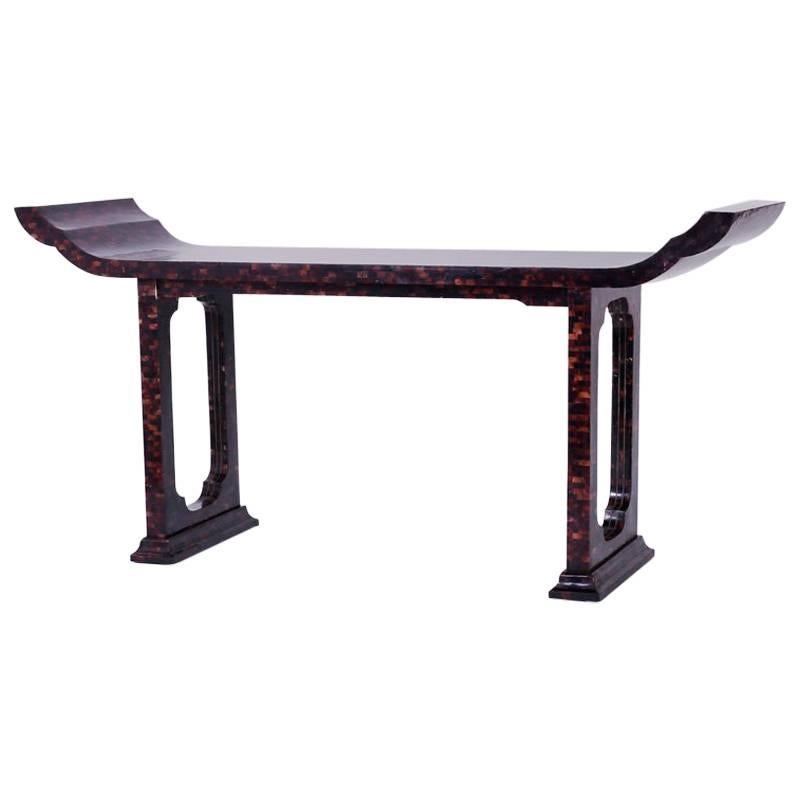 Mid-Century Penshell Pagoda Console or Hall Table For Sale