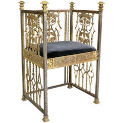 Oscar Bach Wrought Iron and Bronze Hall Chair