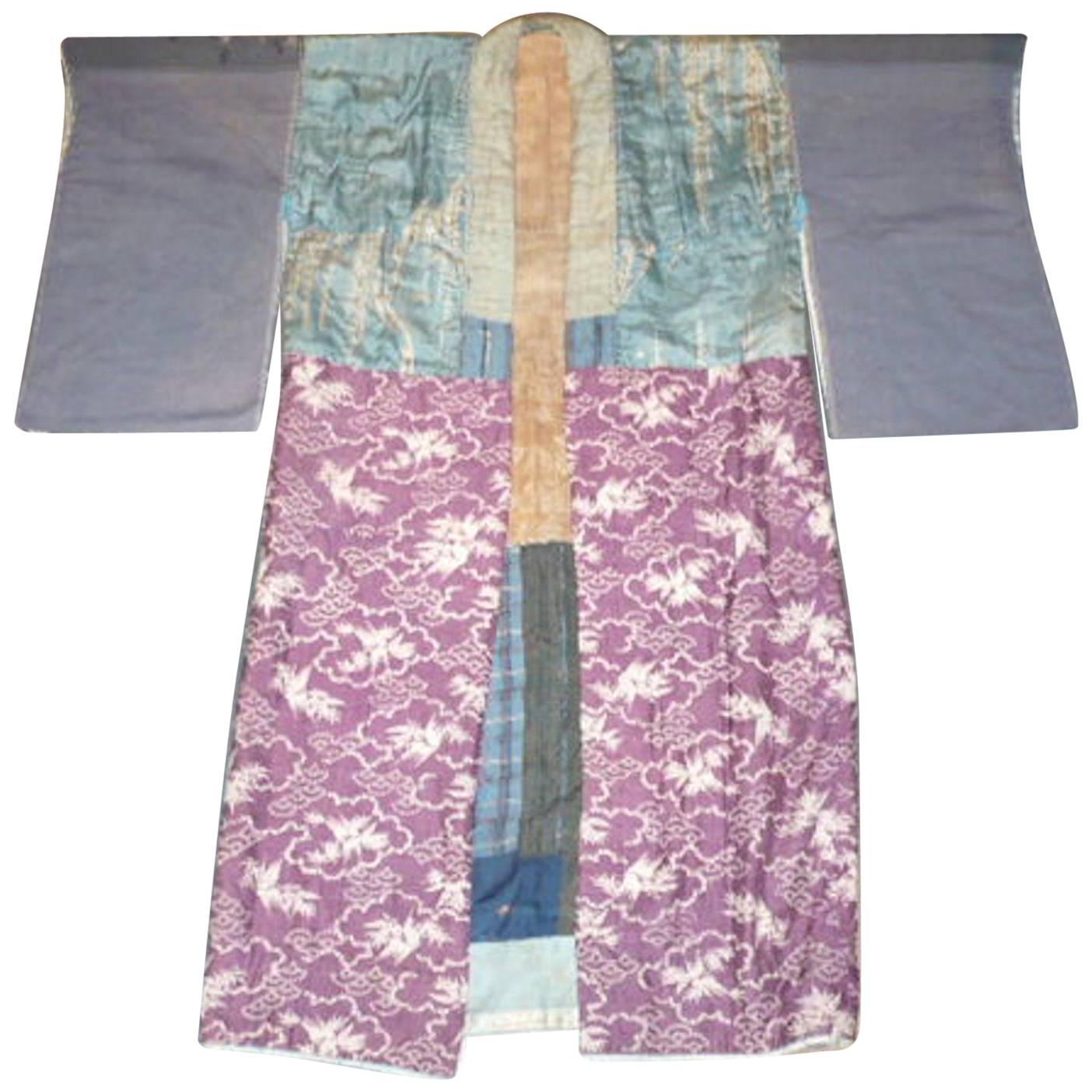 Japanese Juban Kimono Made from Patches of 18th and 19th Century Fabric For Sale