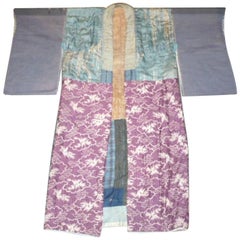 Antique Japanese Juban Kimono Made from Patches of 18th and 19th Century Fabric