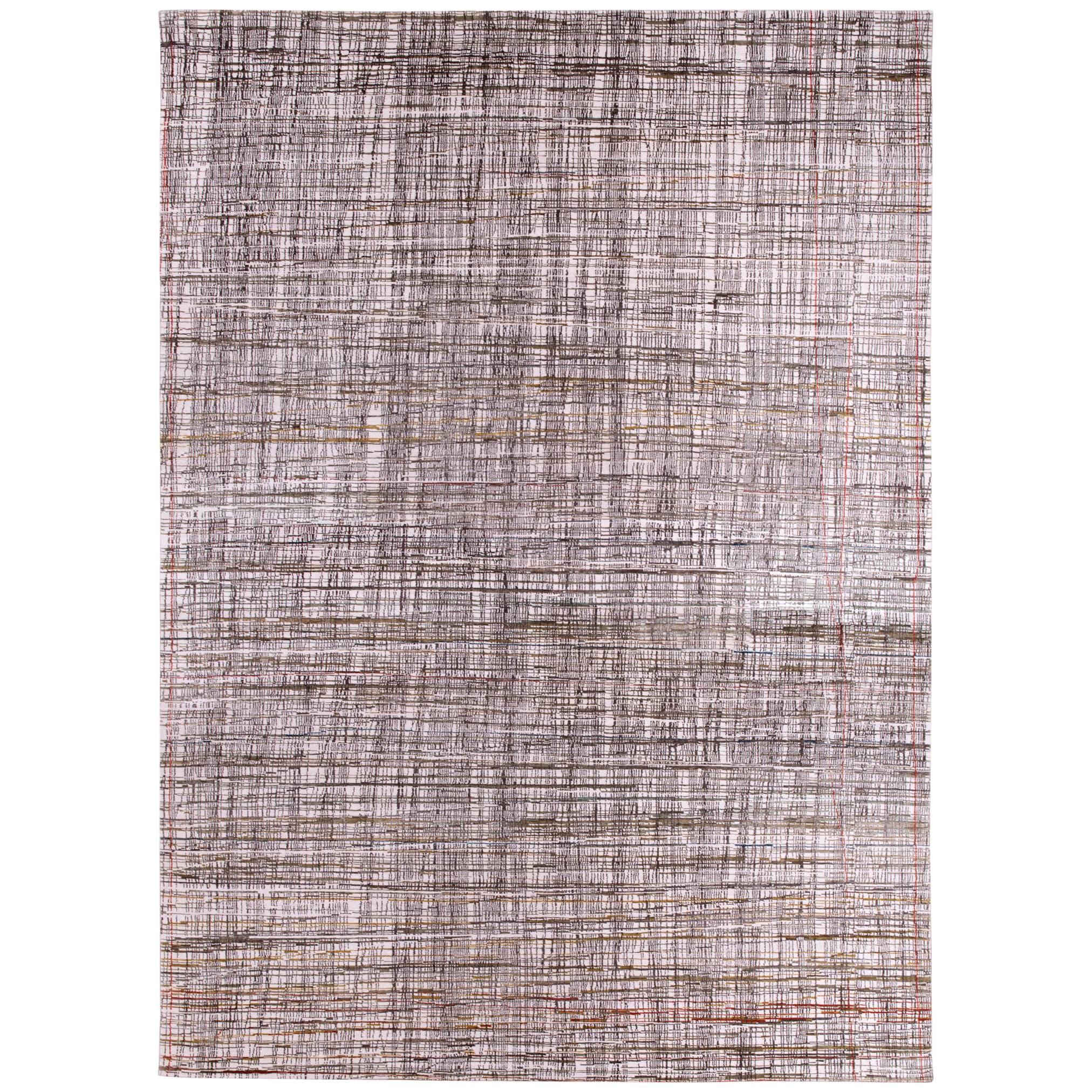 Contemporary nuetral wool and silk Rug by Carini