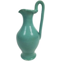Vintage Large Turquoise Pottery Pitcher