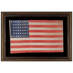 Antique 44 Stars in a Notched Pattern on a Large American Parade Flag